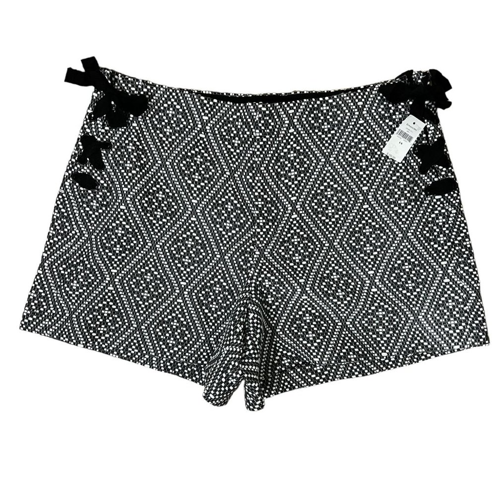NWT Gap Gap for Good Hi Waist Side Lace Up Black White Mosaic Print Size…